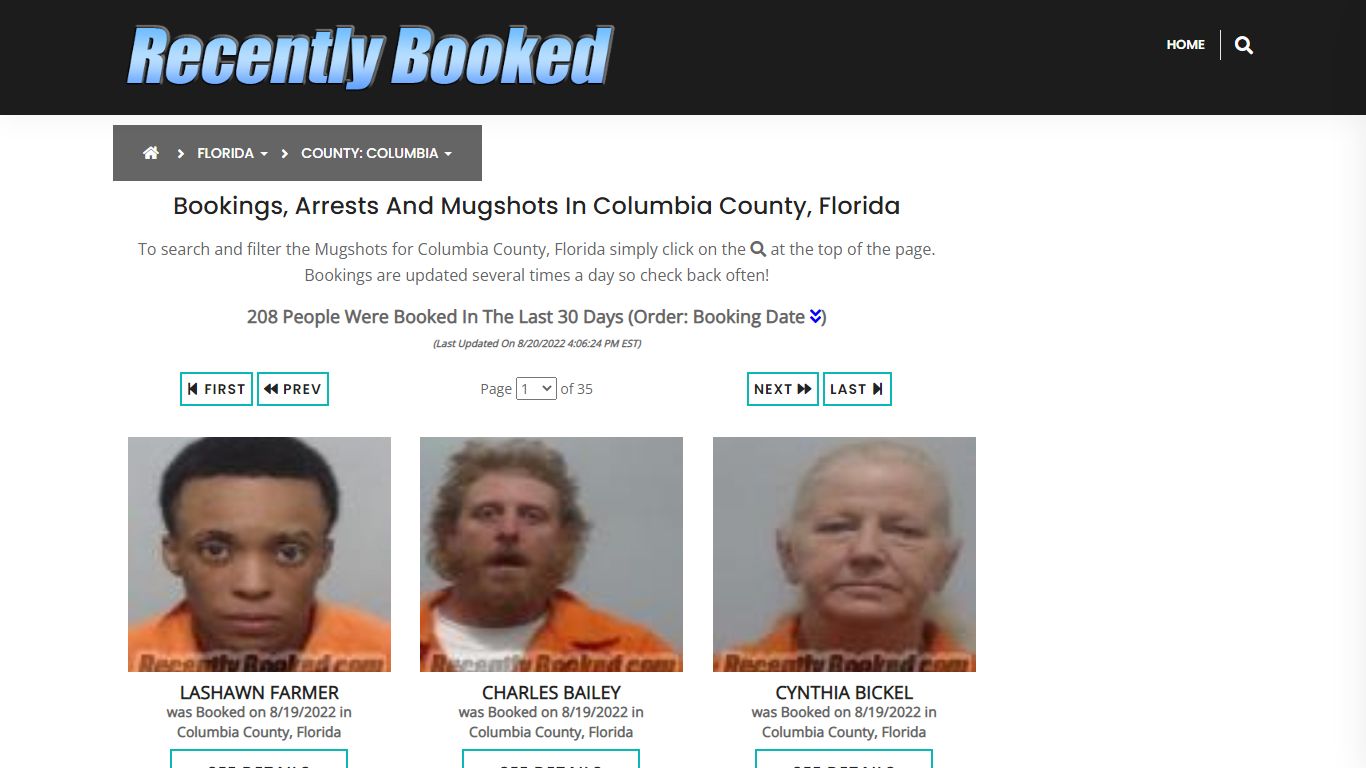 Bookings, Arrests and Mugshots in Columbia County, Florida
